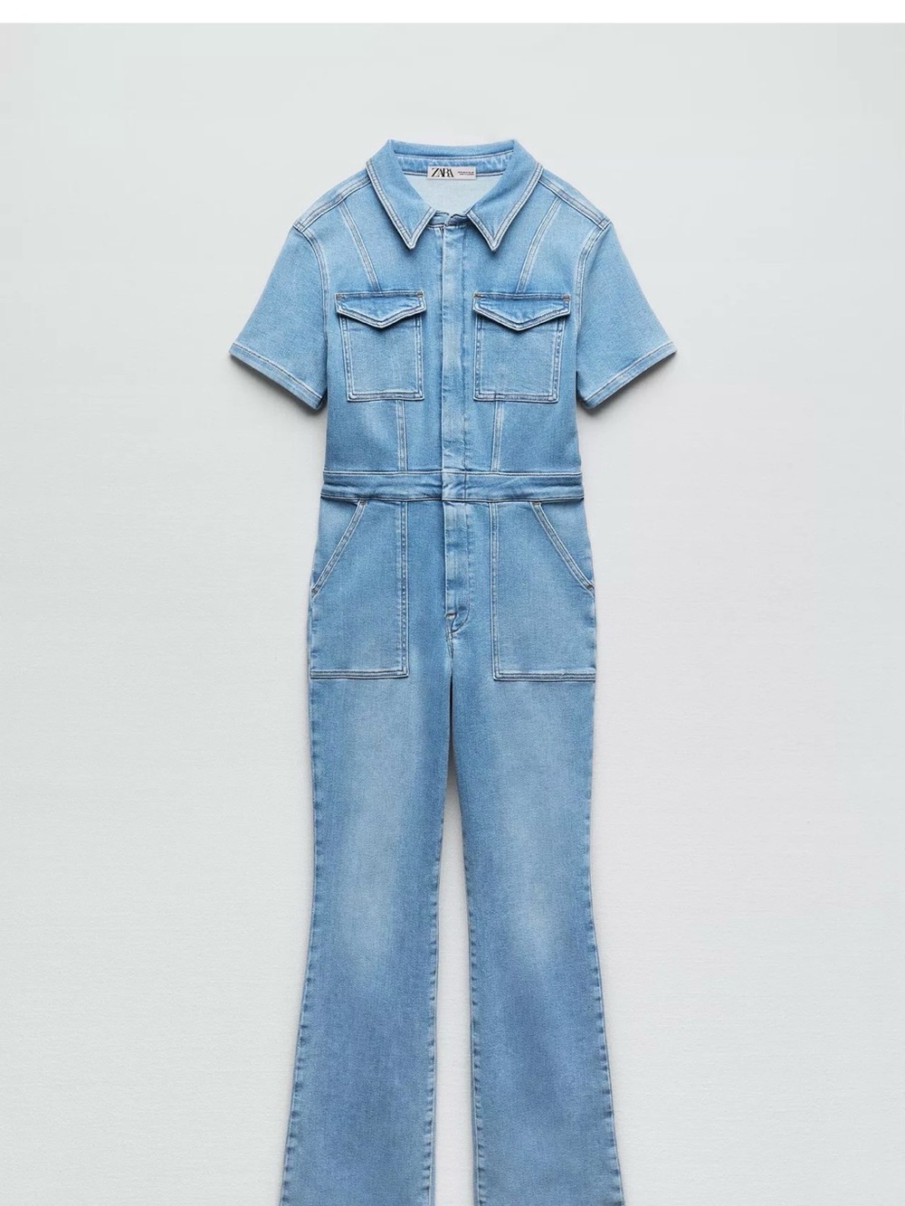 Good American/Zara Collab Light Blue Denim Kids One-Piece Jumpsuit